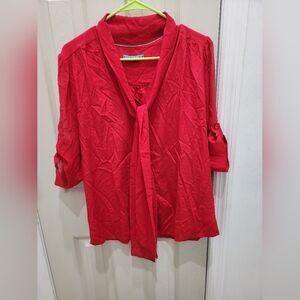 Alice+ Olivia blouse, red, long sleeve.